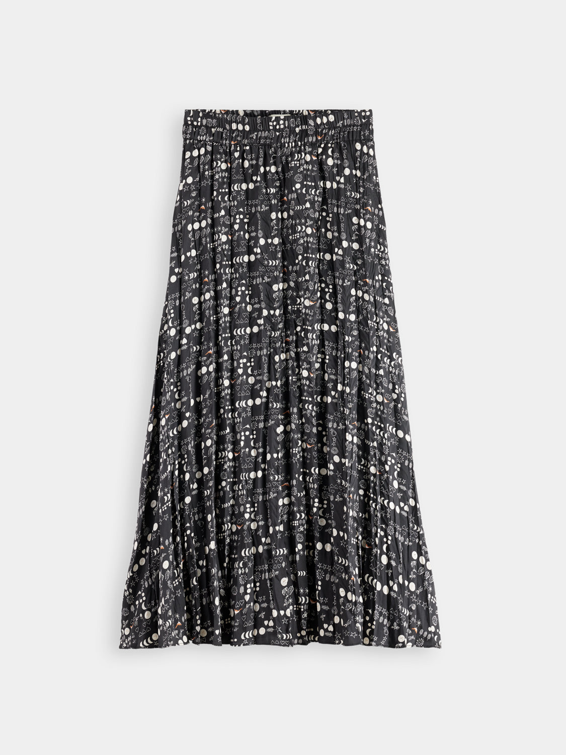 Crinkle pleated midi skirt by Scotch & Soda, showcasing a flowing fabric with a textured, pleated design in a mid-length style.