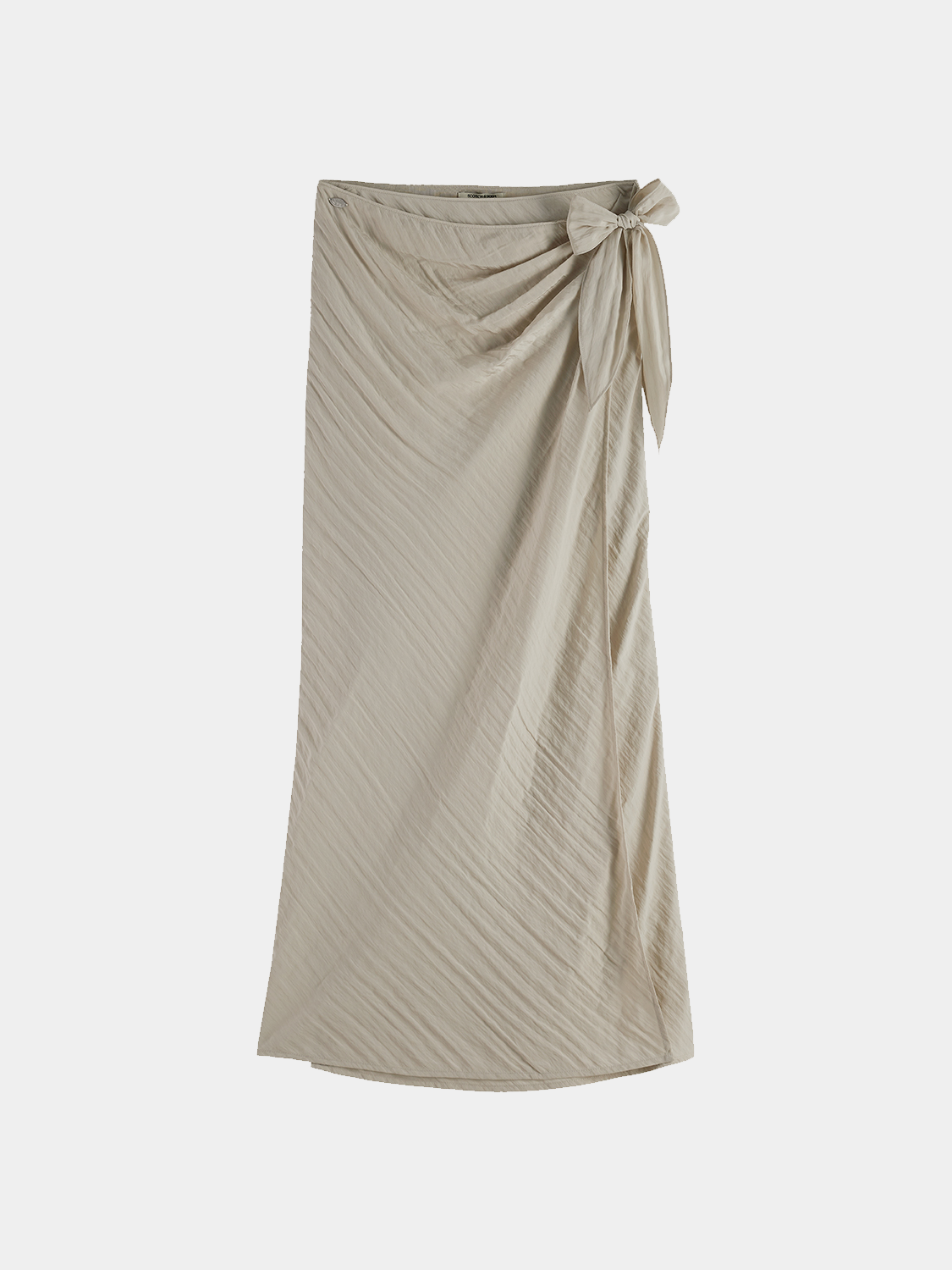 Scotch & Soda midi wrap skirt in a floral print, featuring a tie waist and flowing fabric, perfect for casual or dressy occasions.