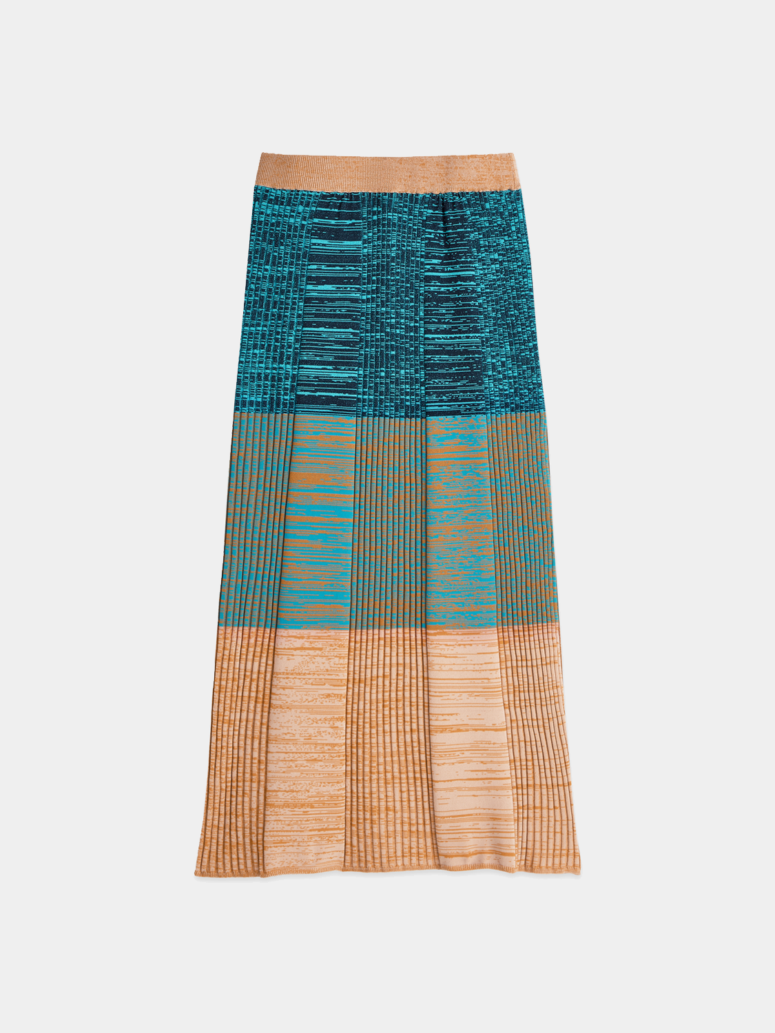 Black maxi ribbed skirt from Scotch & Soda, featuring a fitted silhouette and textured knit fabric.