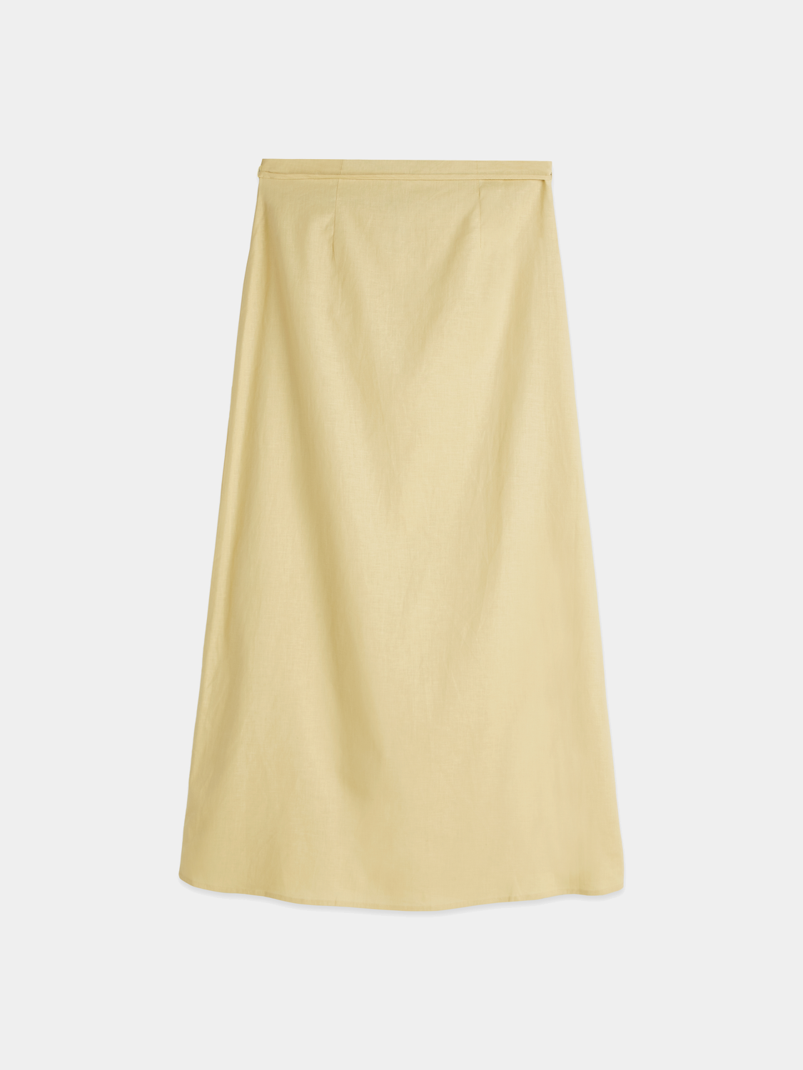 Linen wrap skirt by Scotch & Soda featuring a tied waist and flowy design, shown from the back.
