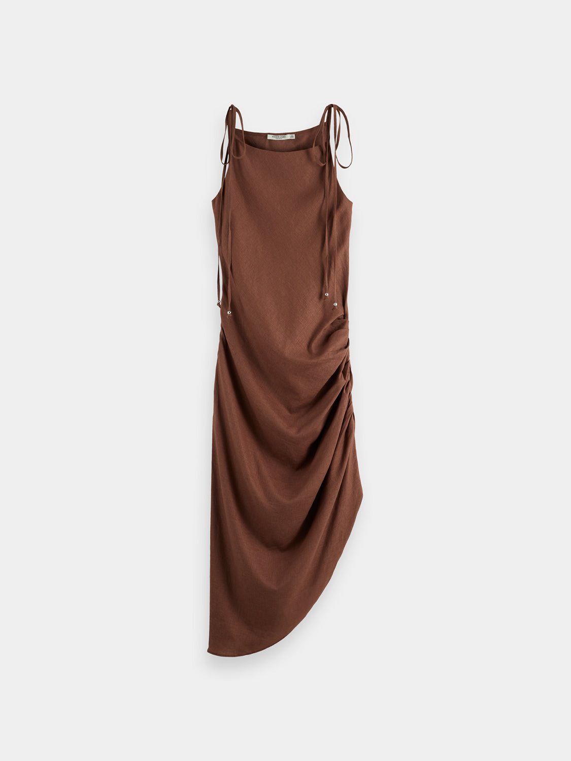 Scotch & Soda midi dress with floral pattern, sleeveless design, and flowy fabric, shown on a hanger.
