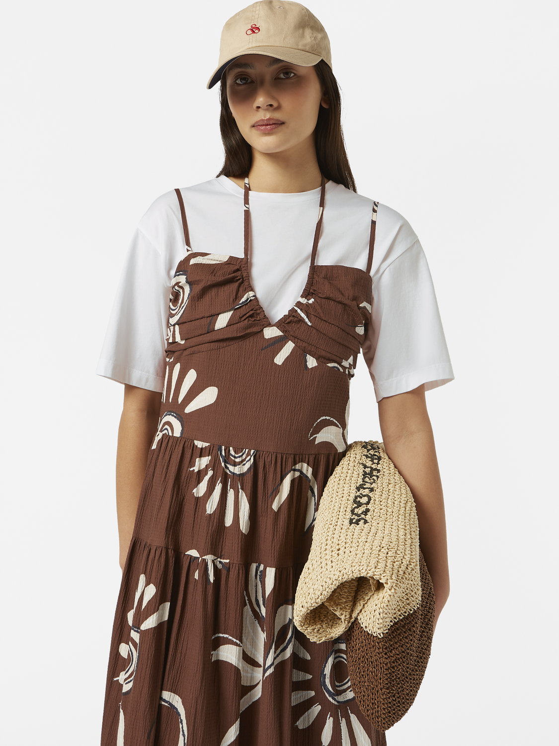 Seersucker midi dress by Scotch & Soda featuring a tailored fit, lightweight fabric, and classic striped pattern.