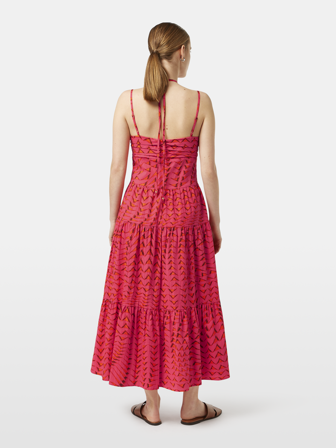 Seersucker midi dress by Scotch & Soda featuring a classic striped pattern, sleeveless design, and a relaxed fit.