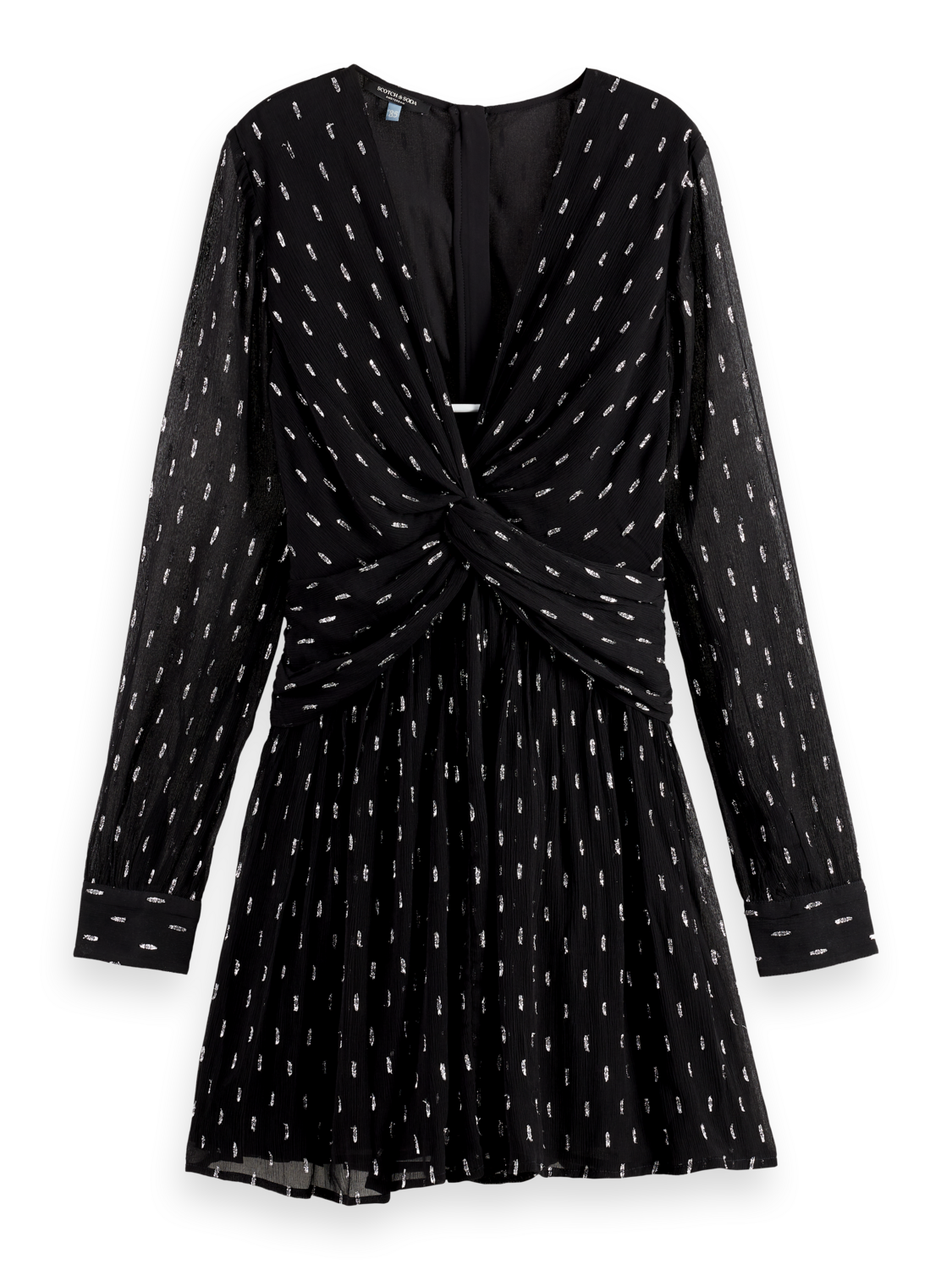 SCOTCH & SODA mini dress with drapey front, shown from the front