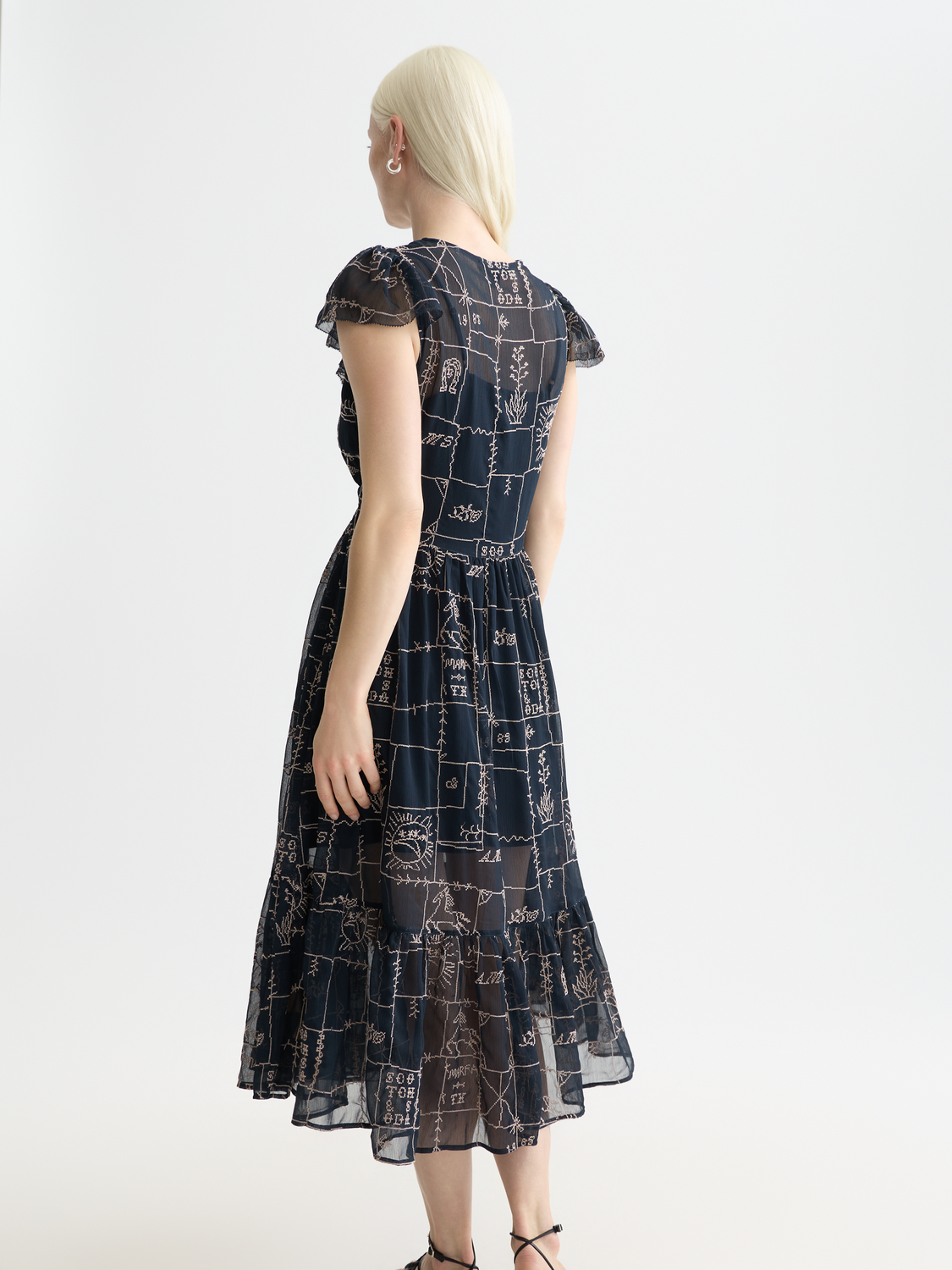 Embroidered midi dress