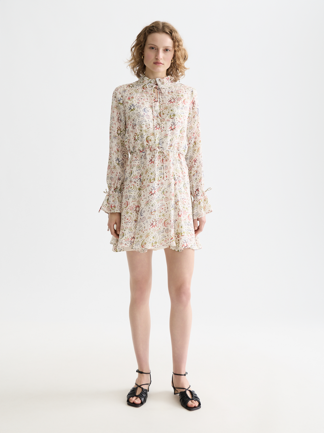 SCOTCH & SODA printed mini dress with colorful all-over pattern and short sleeves