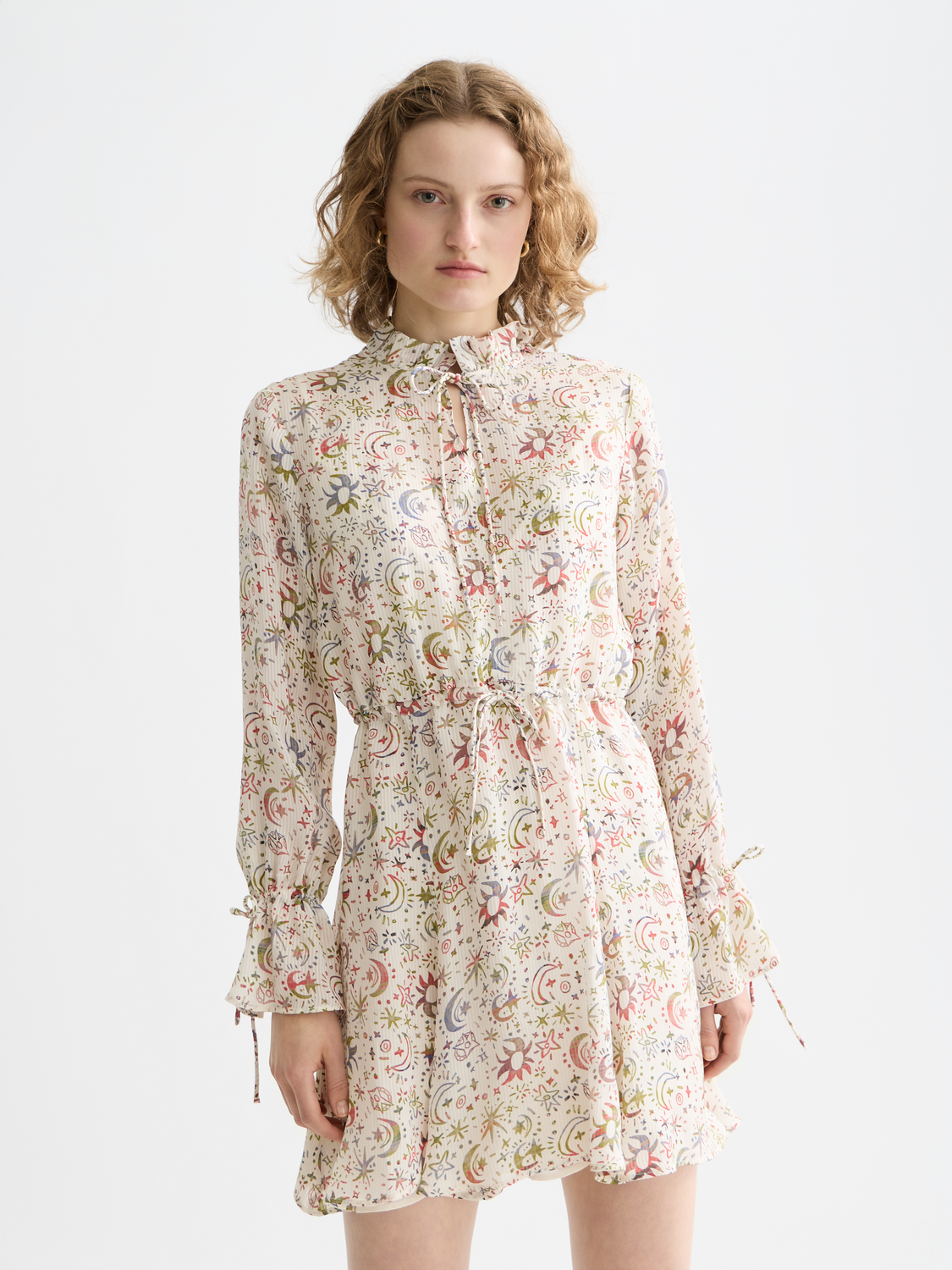 SCOTCH & SODA printed mini dress in a colorful pattern, front view
