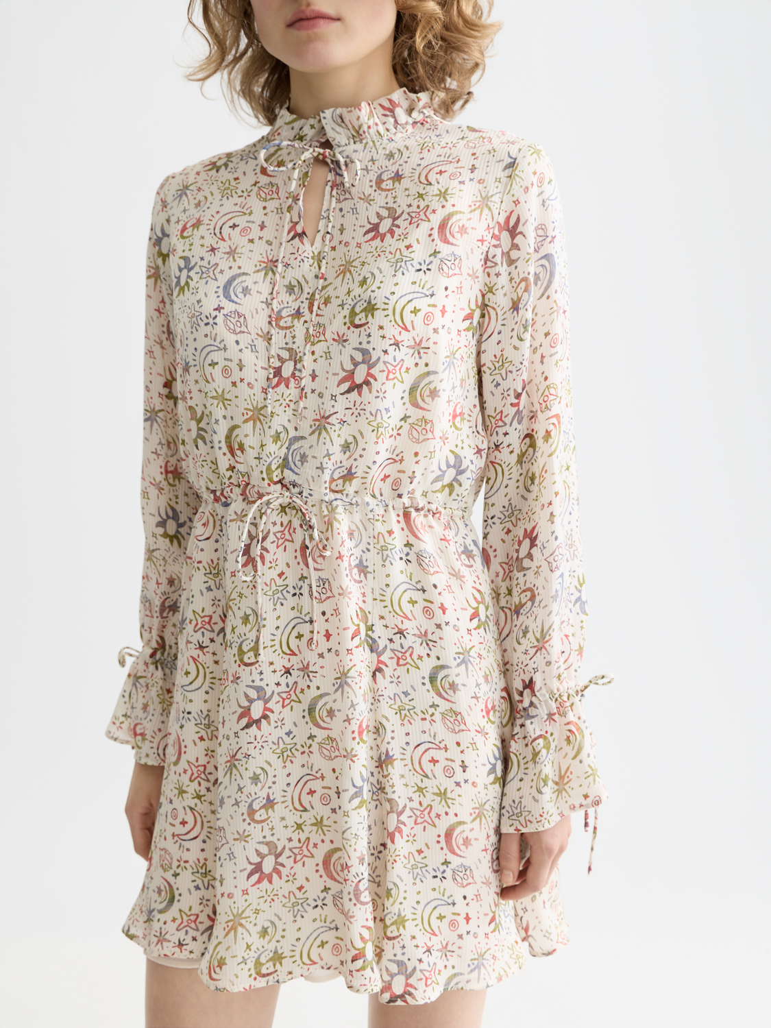 SCOTCH & SODA printed mini dress with patterned fabric and short sleeves
