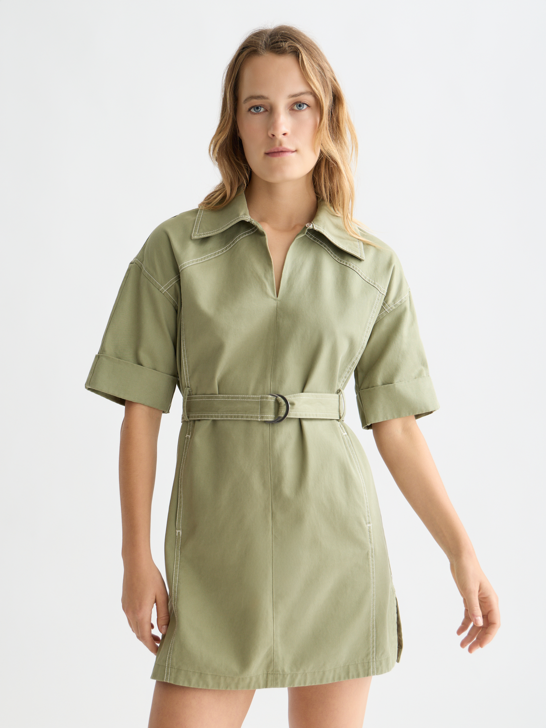 SCOTCH & SODA belted utility mini dress featuring a tailored silhouette and functional pockets, perfect for casual or semi-formal wear.