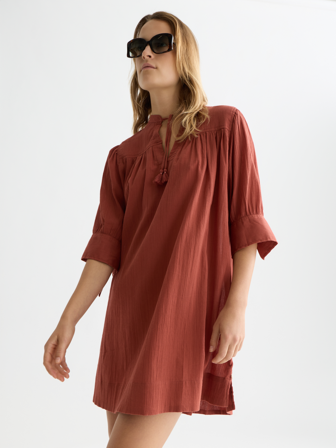 Mini gathered sleeve dress by Scotch & Soda featuring a stylish design, perfect for casual or semi-formal occasions.