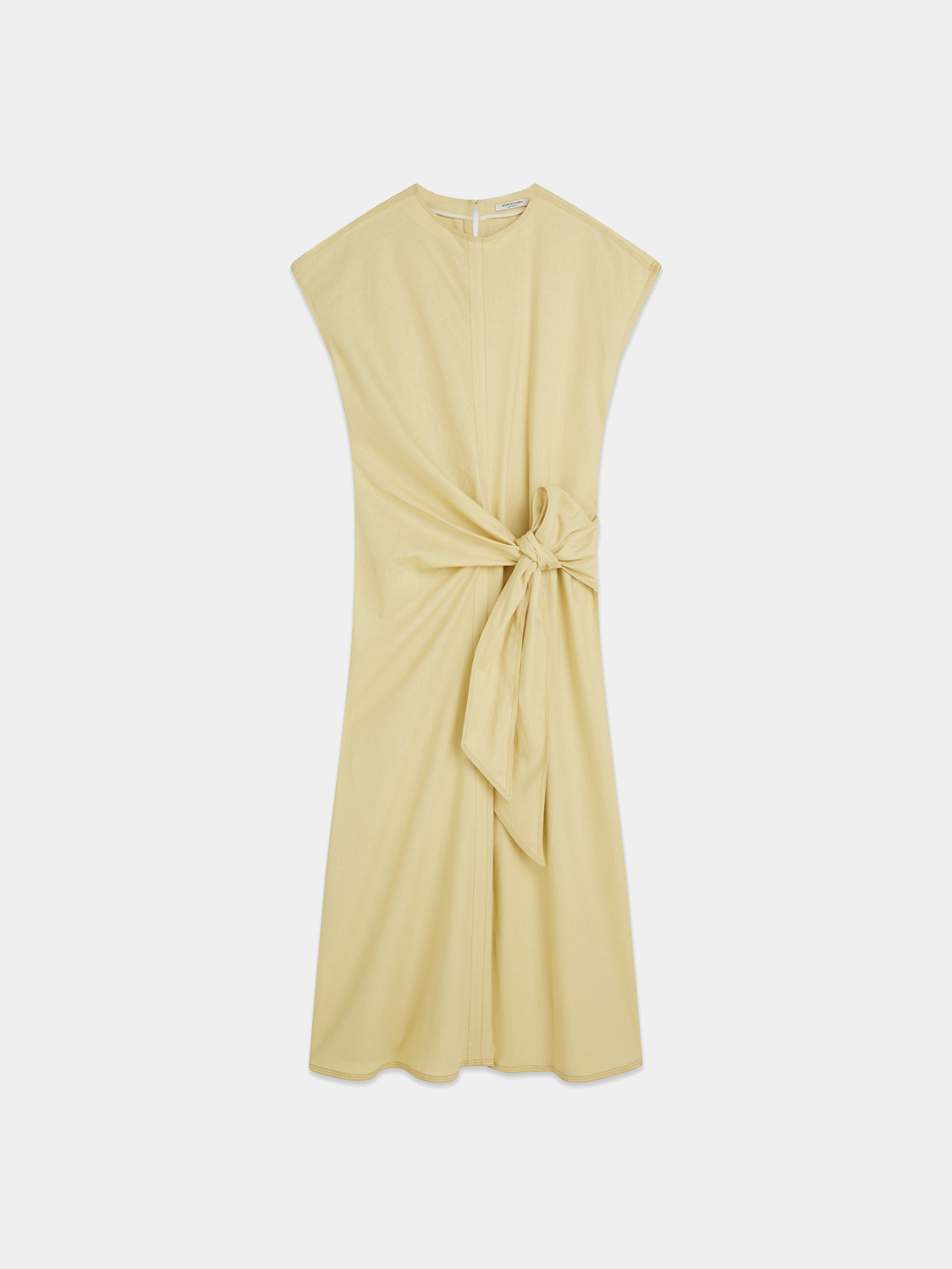 Linen-blend tie dress by Scotch & Soda, featuring a relaxed fit with a waist tie and stylish design, perfect for casual wear.