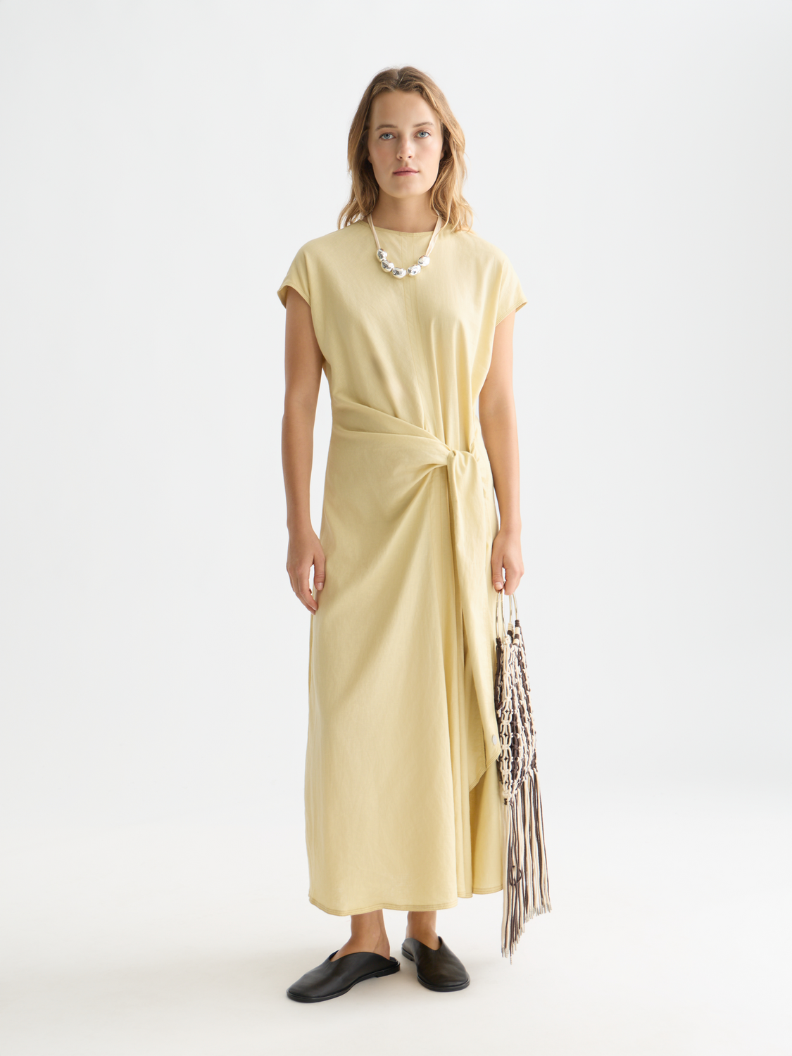 Linen-blend tie dress by Scotch & Soda featuring a relaxed fit, waist tie, and soft fabric in a stylish, casual design.
