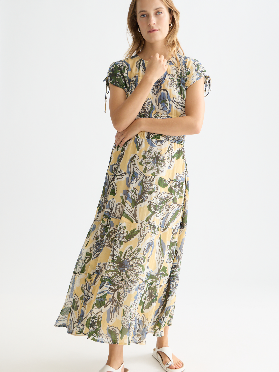 Printed maxi dress by Scotch & Soda featuring a flowy design, vibrant pattern, and long length perfect for casual or summer wear.