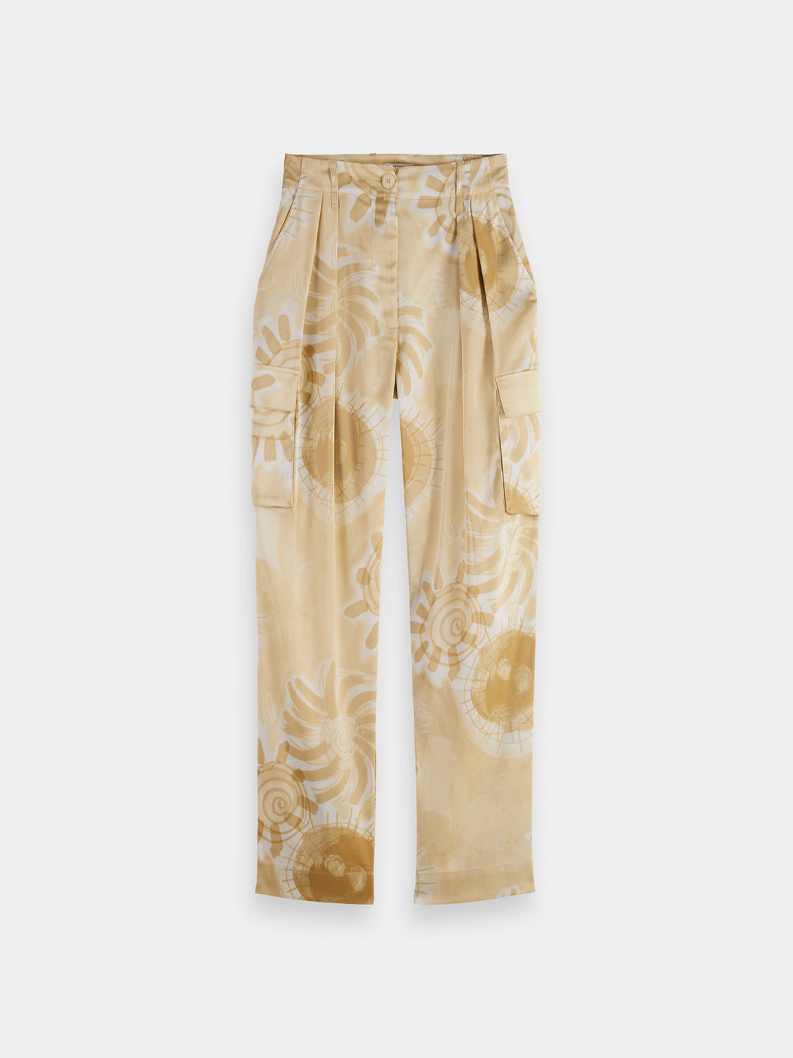Scotch & Soda Faye tapered pants featuring a high waist and tailored fit in a stylish fabric, shown on a model.