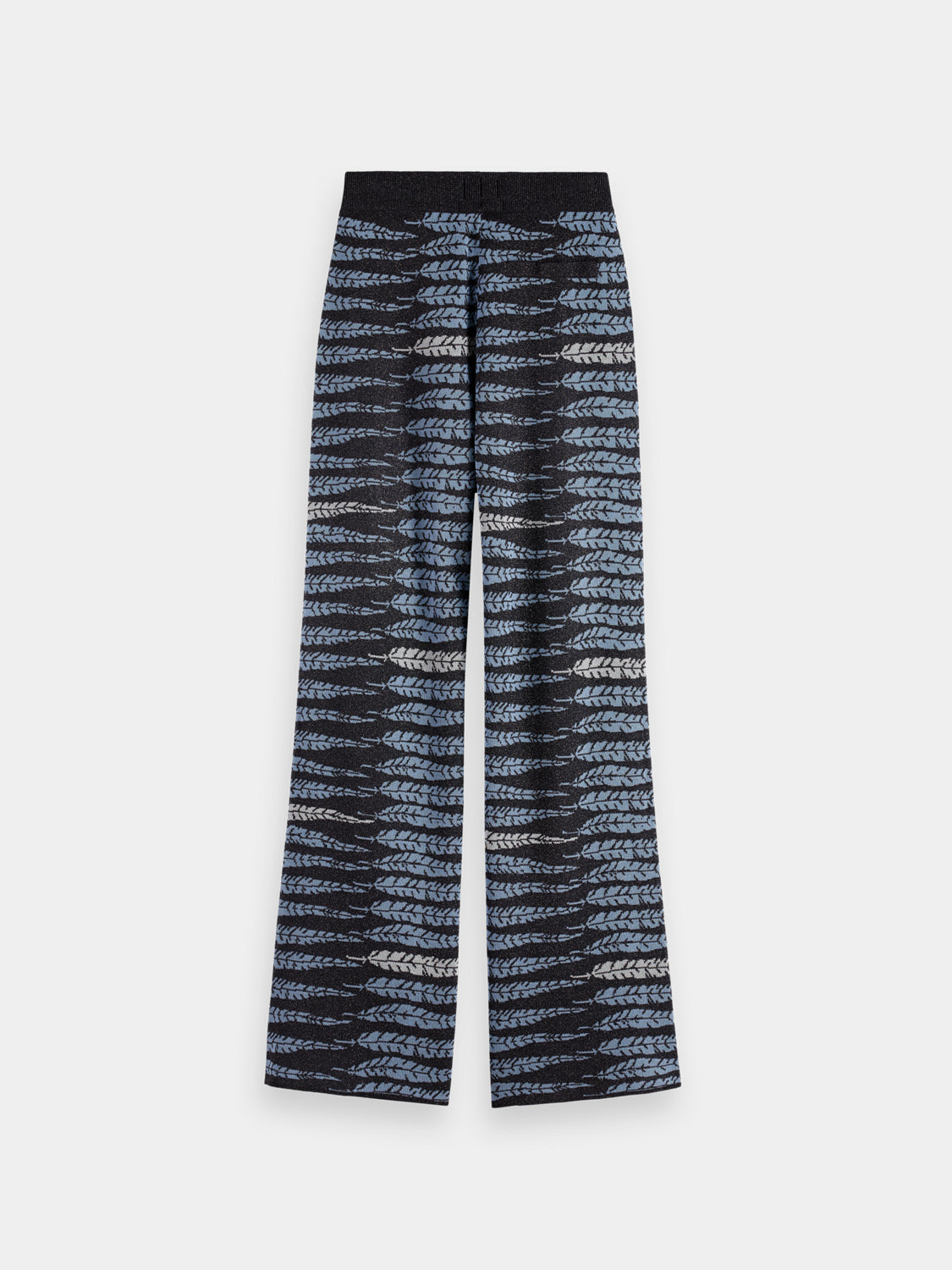 Black Scotch & Soda lurex jacquard sweatpants with a relaxed fit and subtle shimmer, shown from the back.