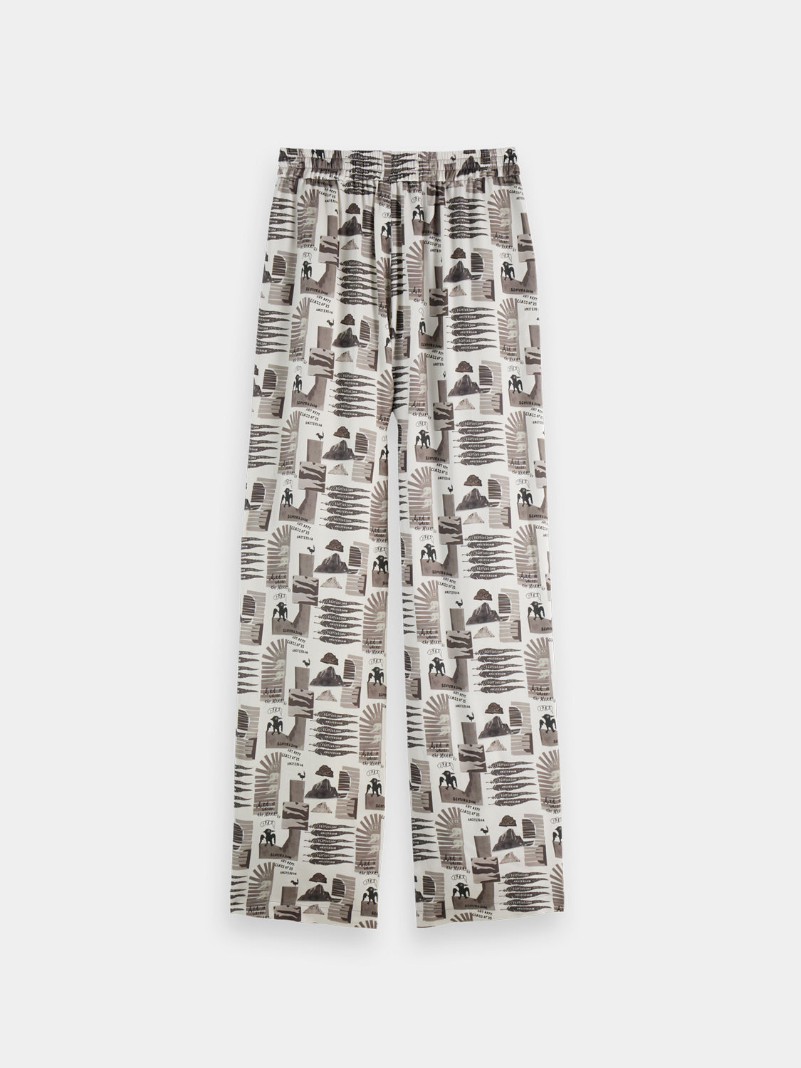 Back view of Scotch & Soda Gia wide-fit pants in dark fabric, showcasing relaxed fit and stylish design.