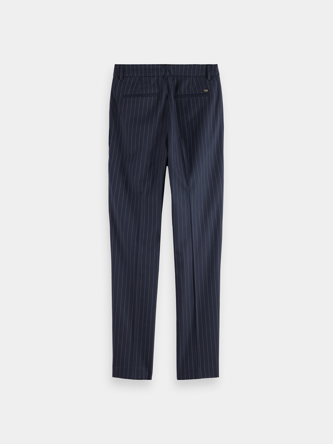 Scotch & Soda Lowry slim-fit pants in black, featuring a tailored design and front pockets, shown on a mannequin.
