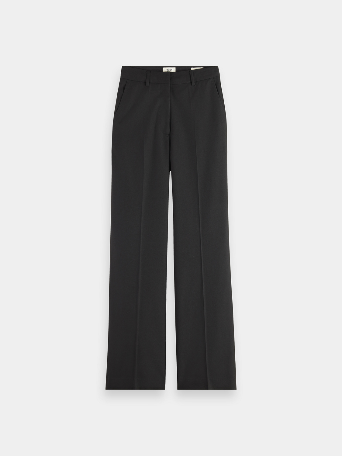 Wide-fit Edie pants by Scotch & Soda, showing the relaxed fit and stylish design in a neutral fabric.