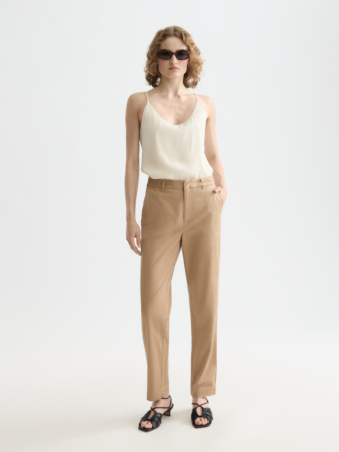 Scotch & Soda Abbott tapered chinos in neutral fabric, front view showing slim fit and classic pant style.