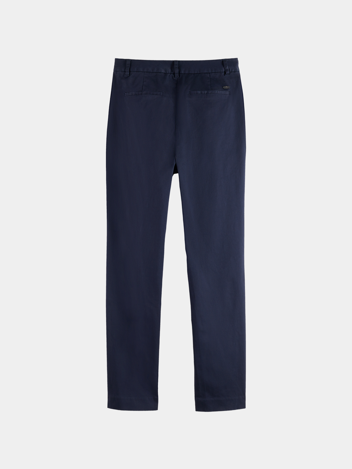 Scotch & Soda Abbott tapered chinos in dark fabric, showing slim fit and classic pocket design.