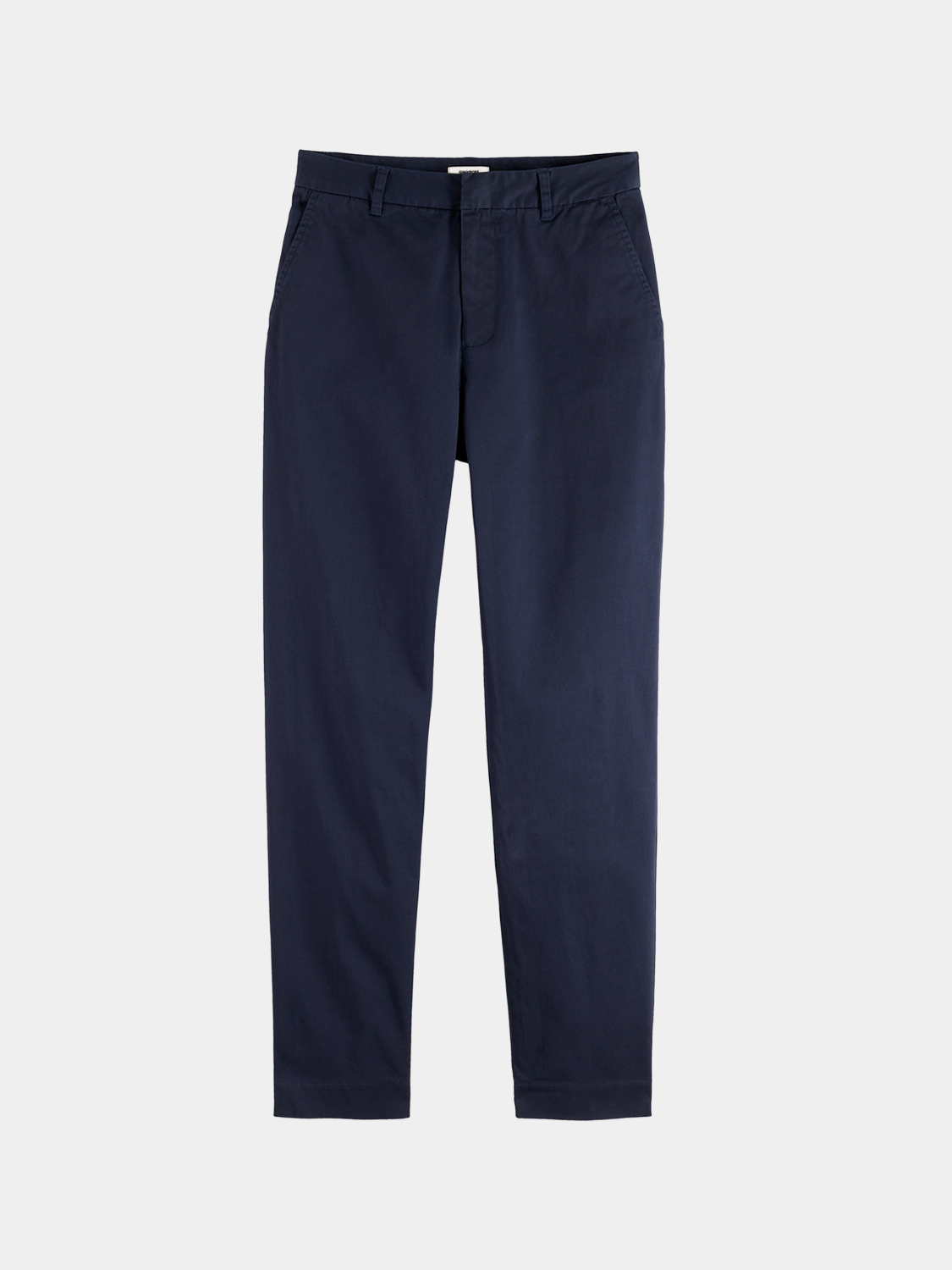 Scotch & Soda Abbott tapered chinos in neutral fabric, front view showing slim fit and classic pant design.