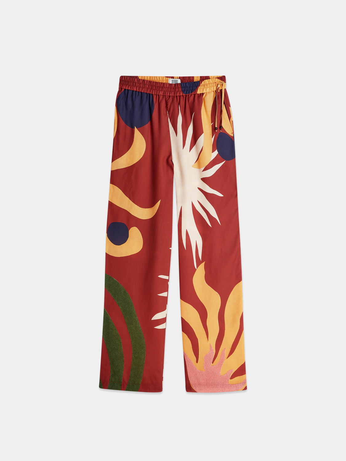 Scotch & Soda Gia wide-fit pants in neutral fabric, featuring a relaxed silhouette and stylish design, shown on a model.