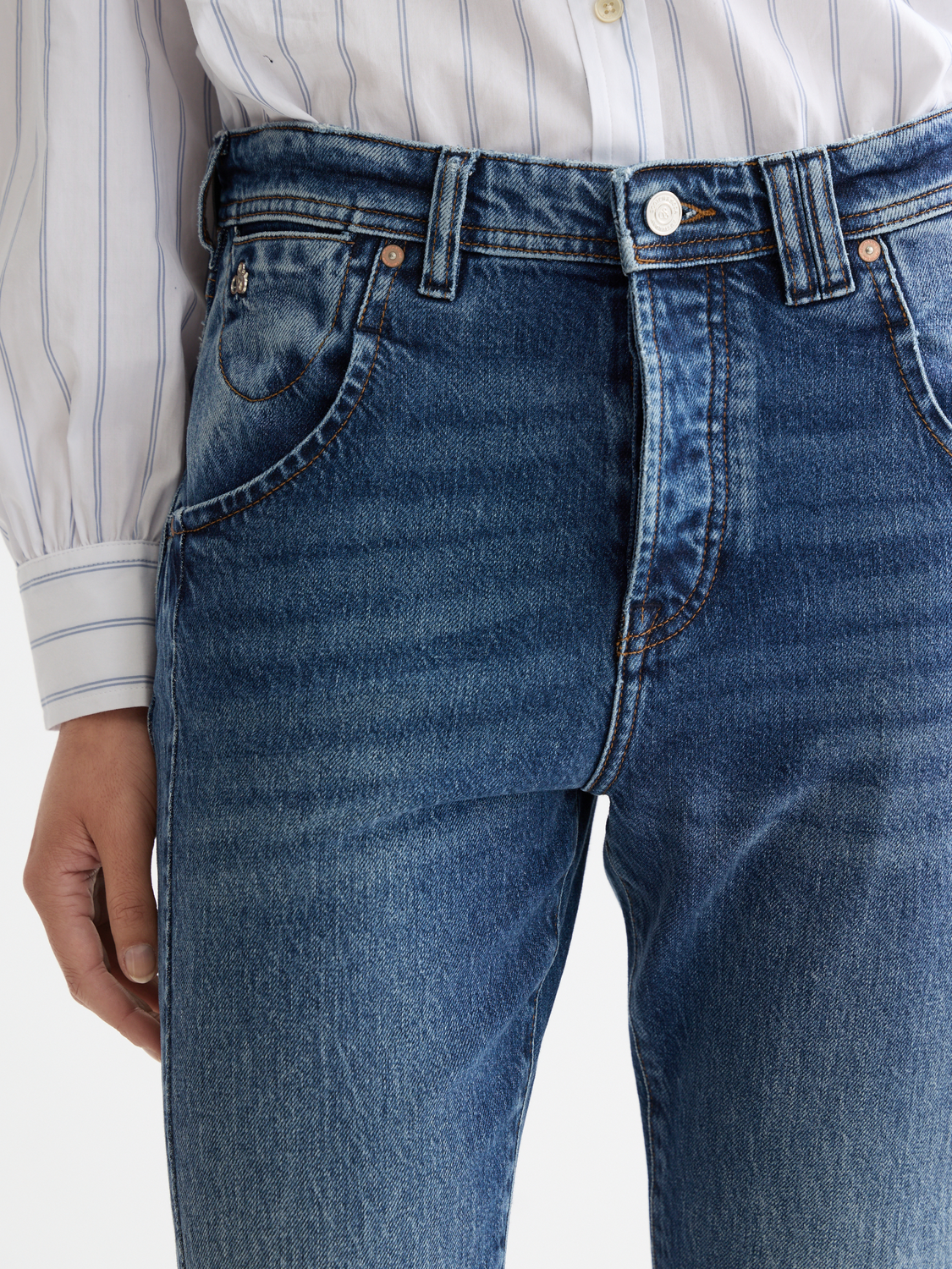 Buzz boyfriend-fit denim jeans by SCOTCH & SODA, showing classic blue denim with relaxed fit and stylish stitching details.