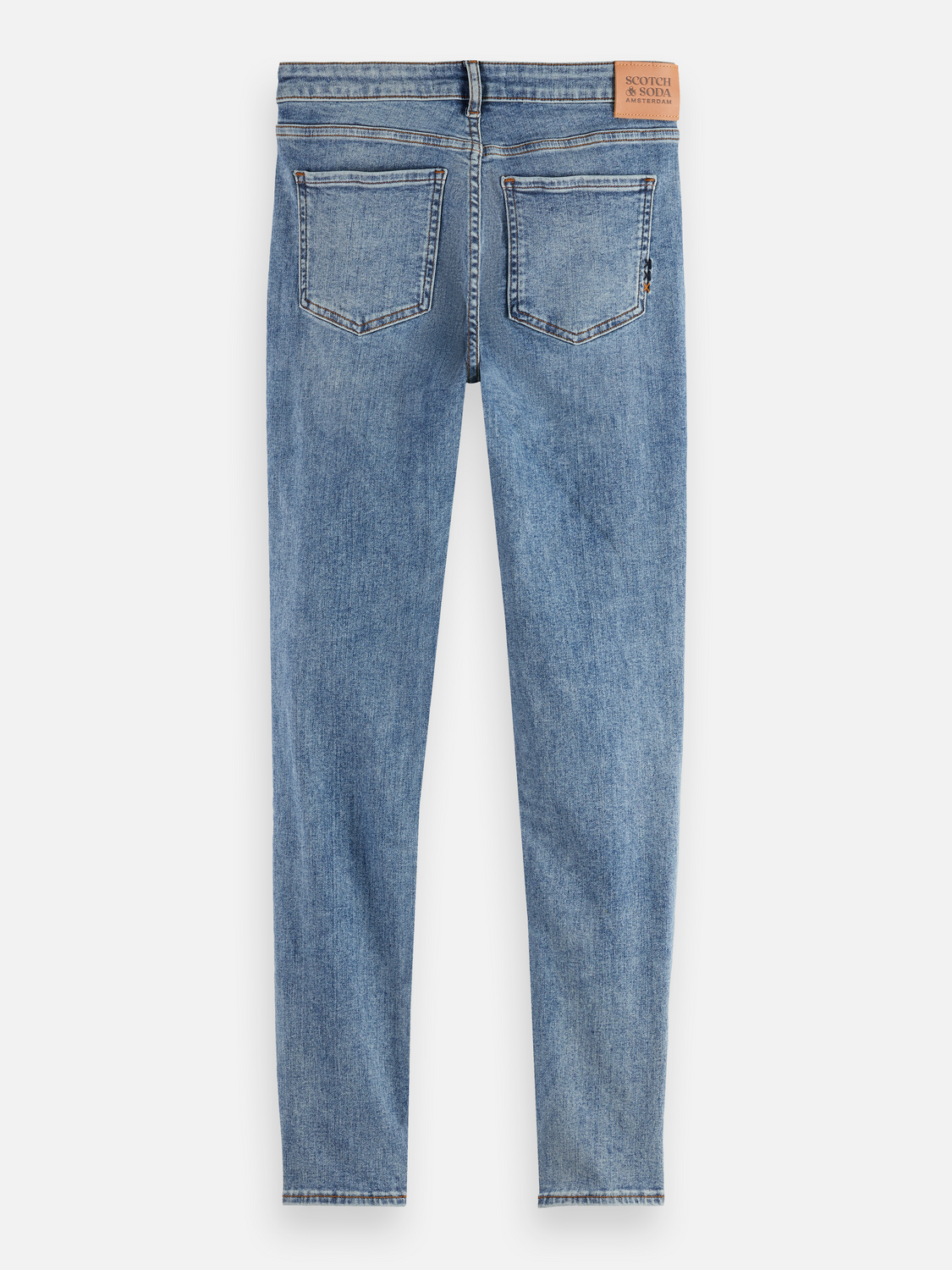 Dark blue Scotch & Soda Bohemienne skinny-fit denim jeans with classic five-pocket design and subtle fading.