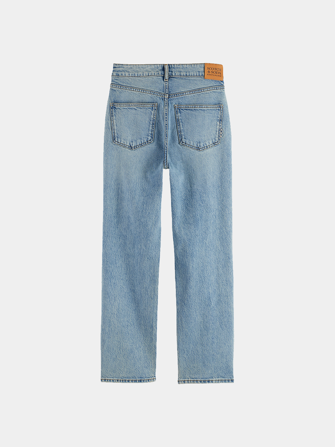 Dark blue Scotch & Soda Sky straight-fit denim jeans with classic five-pocket design and subtle stitching details.