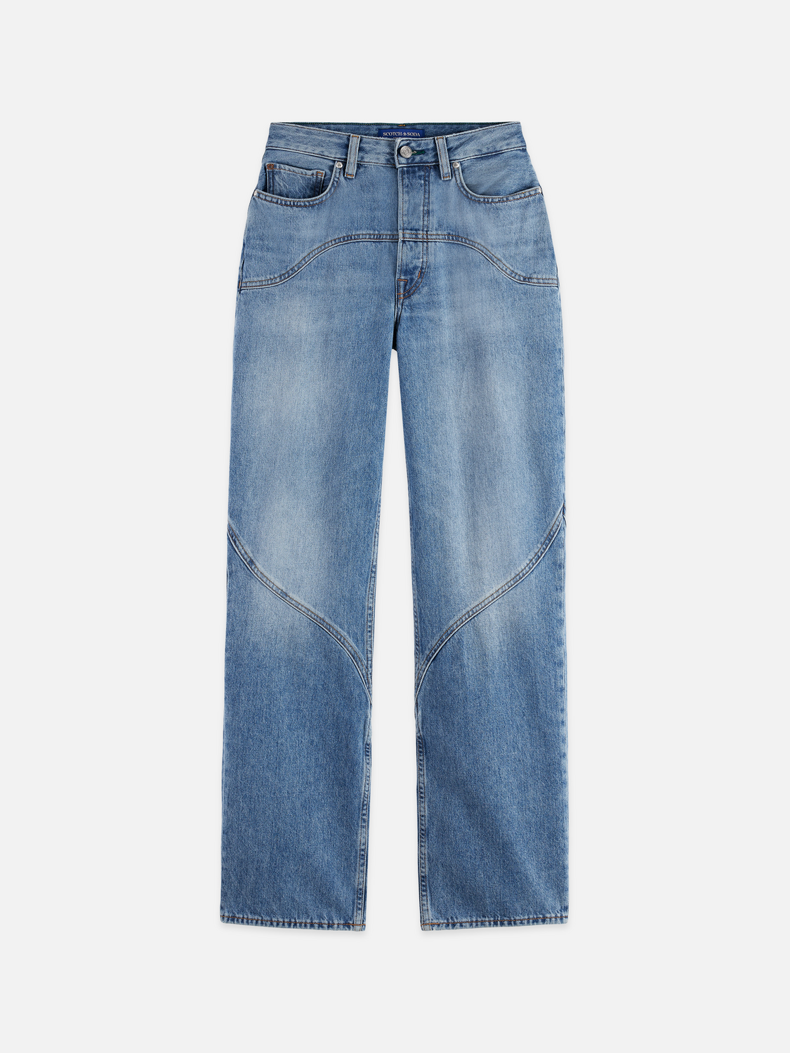 SCOTCH & SODA Ripple straight fit jeans in denim, shown from the front