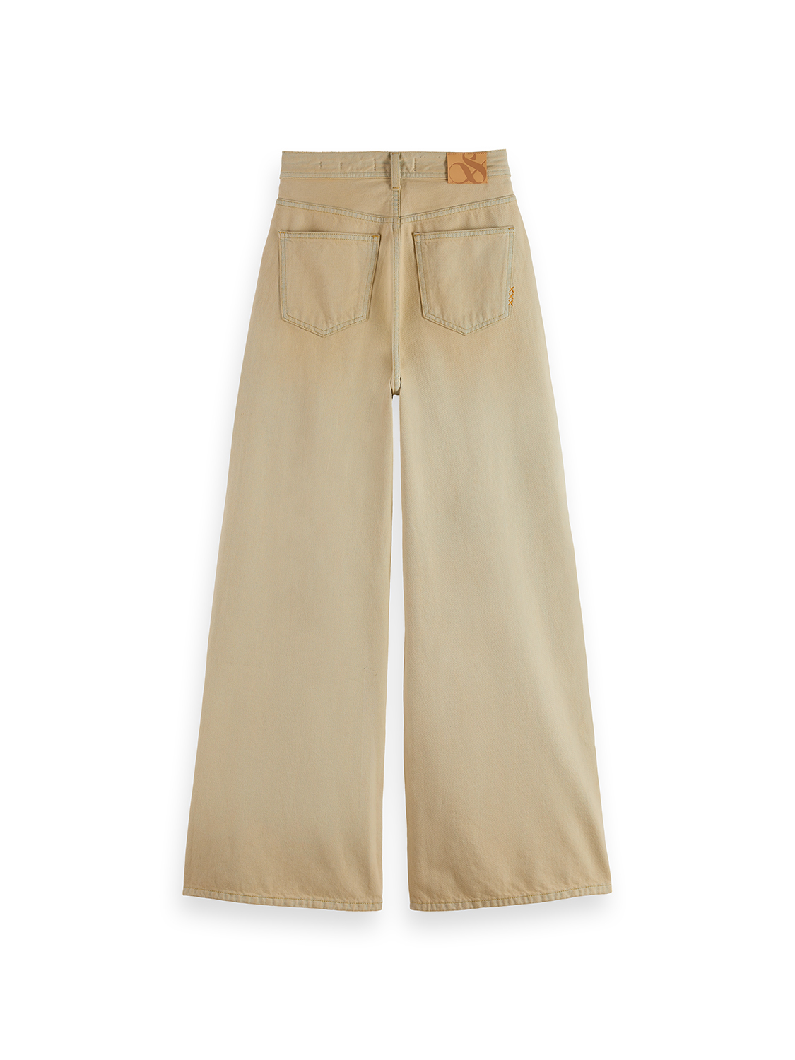 SCOTCH & SODA Wave wide leg fit denim jeans, back view with wide-leg silhouette