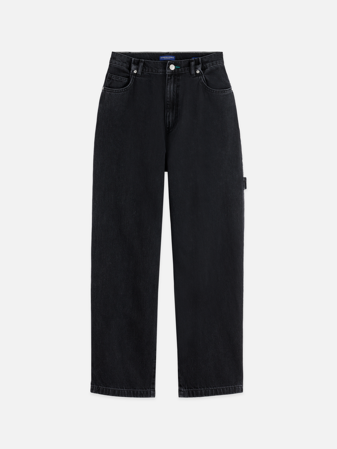 SCOTCH & SODA Raine wide leg fit jeans in denim, front view in ULM01165B_U040_1-P.png
