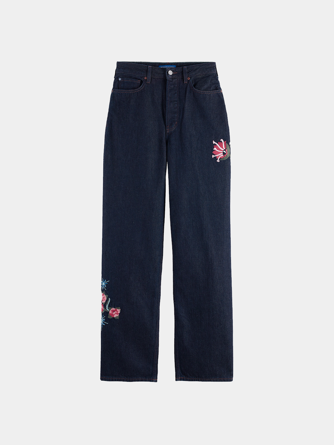 Ripple straight-fit denim jeans by Scotch & Soda, featuring classic wash and tailored fit, displayed on a neutral background.