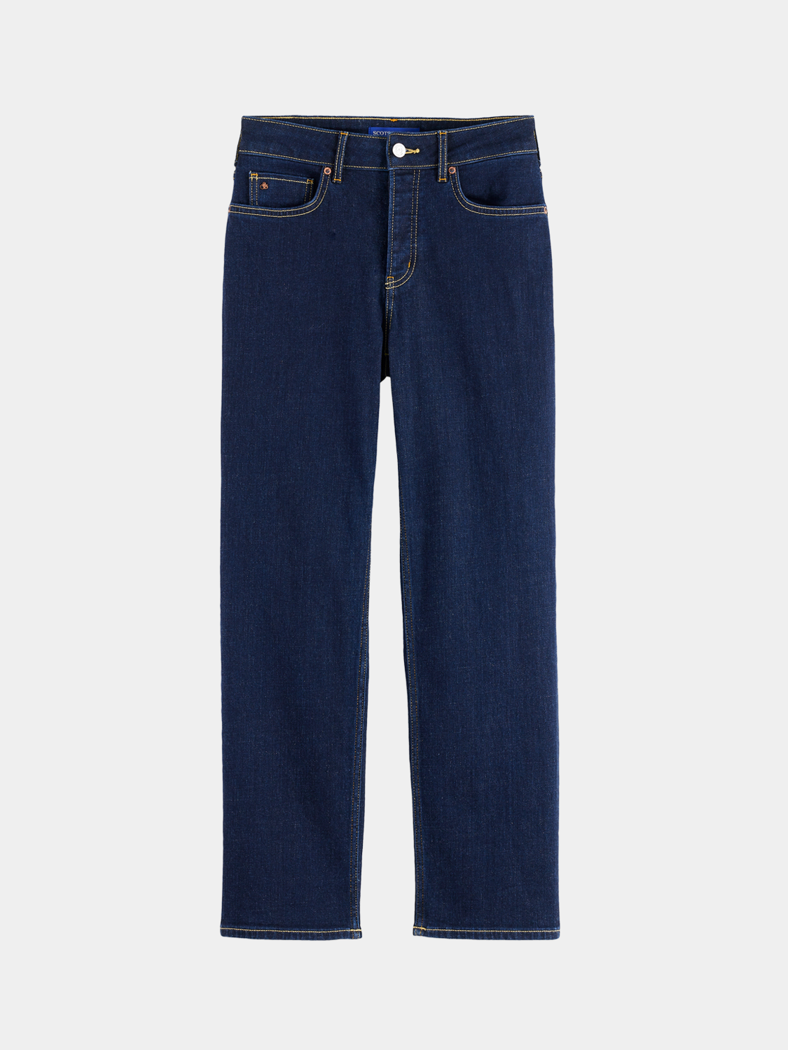 Sky straight-fit denim jeans by Scotch & Soda, showcasing classic five-pocket design and light blue wash.