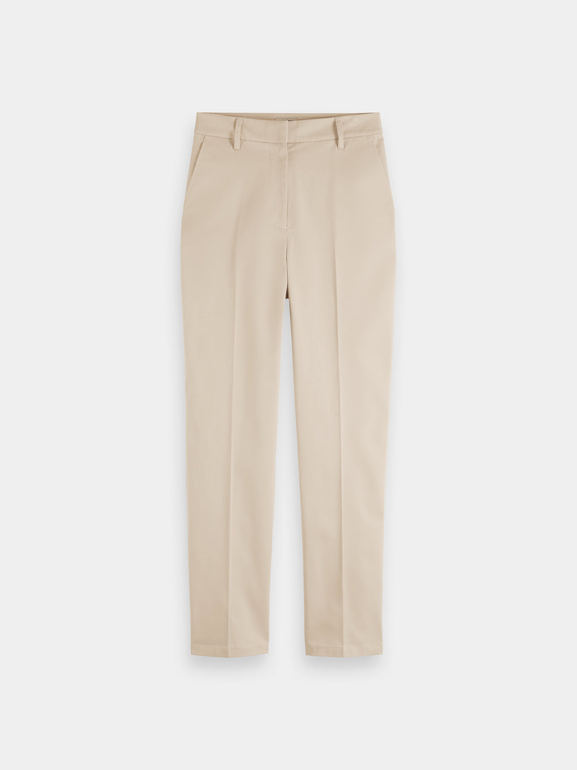 Scotch & Soda Abbott tapered chinos pants in a classic fit, showing the front view with a clean design and tailored look.