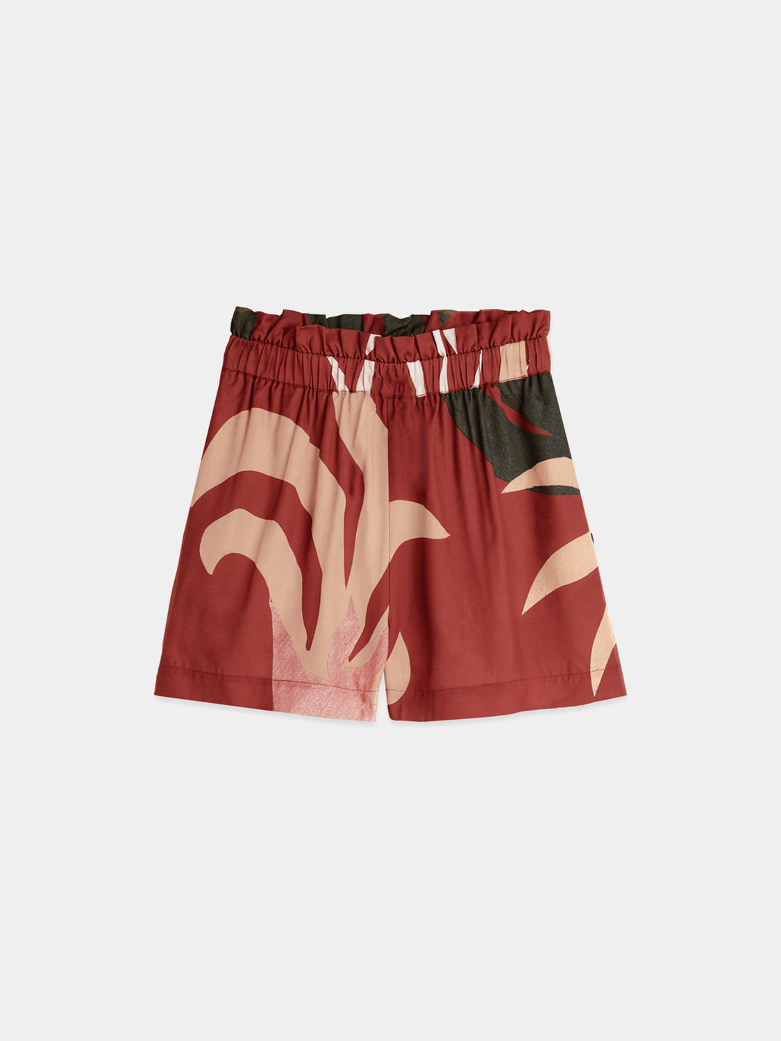 Printed shorts by Scotch & Soda featuring vibrant patterns and a comfortable fit, shown on a model.