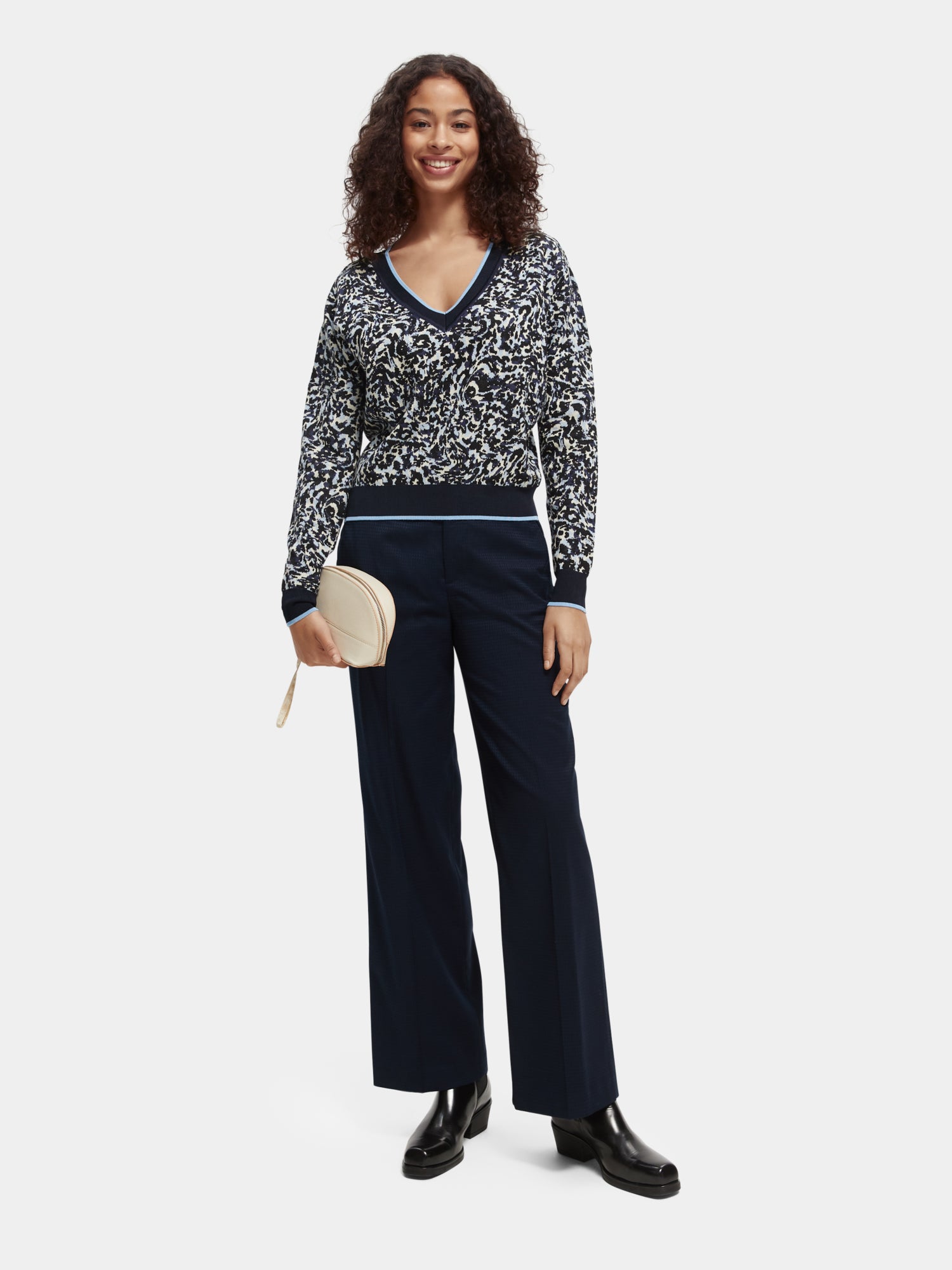 Edie - high-rise wide-leg trousers - Scotch & Soda NZ