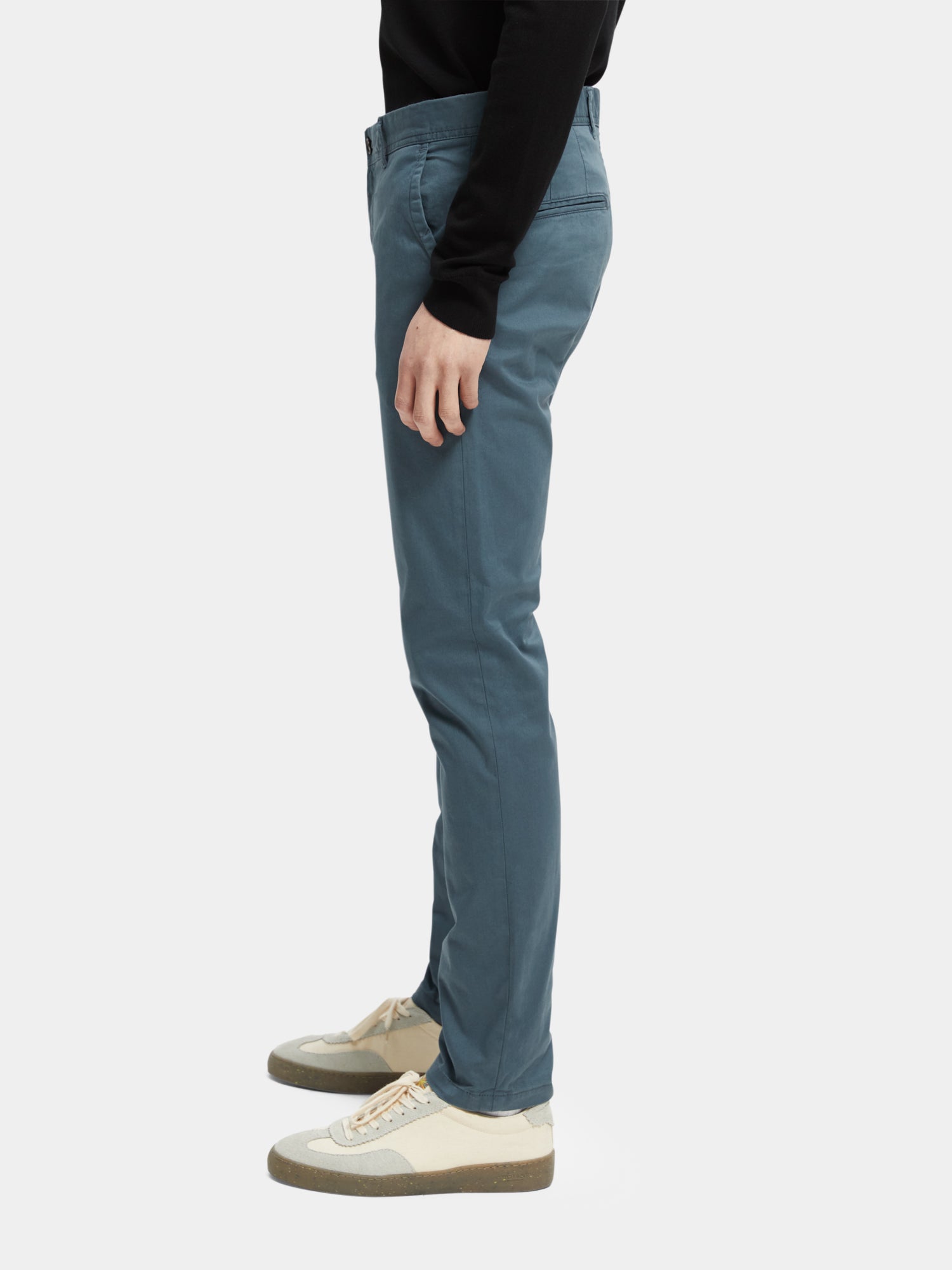 Slim fit Scotch & Soda Stuart chinos in a neutral color, styled as casual men's pants.