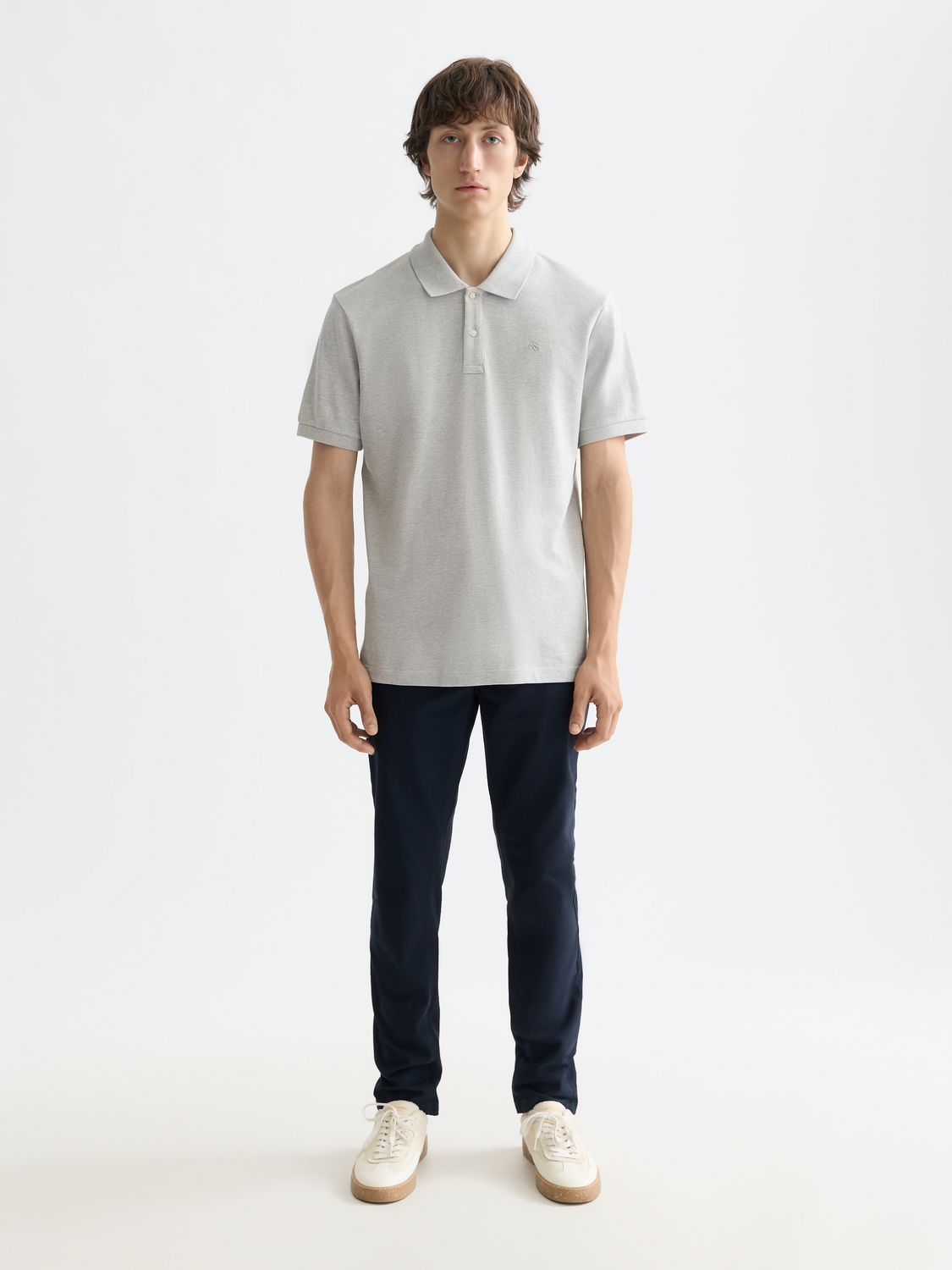 Scotch & Soda logo pique polo shirt in navy with embroidered logo, short sleeves, and classic collar.