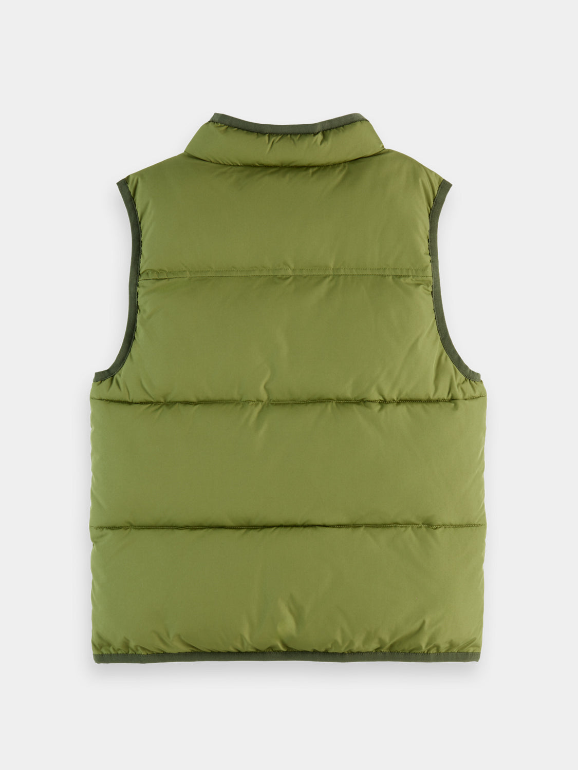 Kids padded bodywarmer by Scotch & Soda with a quilted design and front zipper, ideal for outdoor warmth.