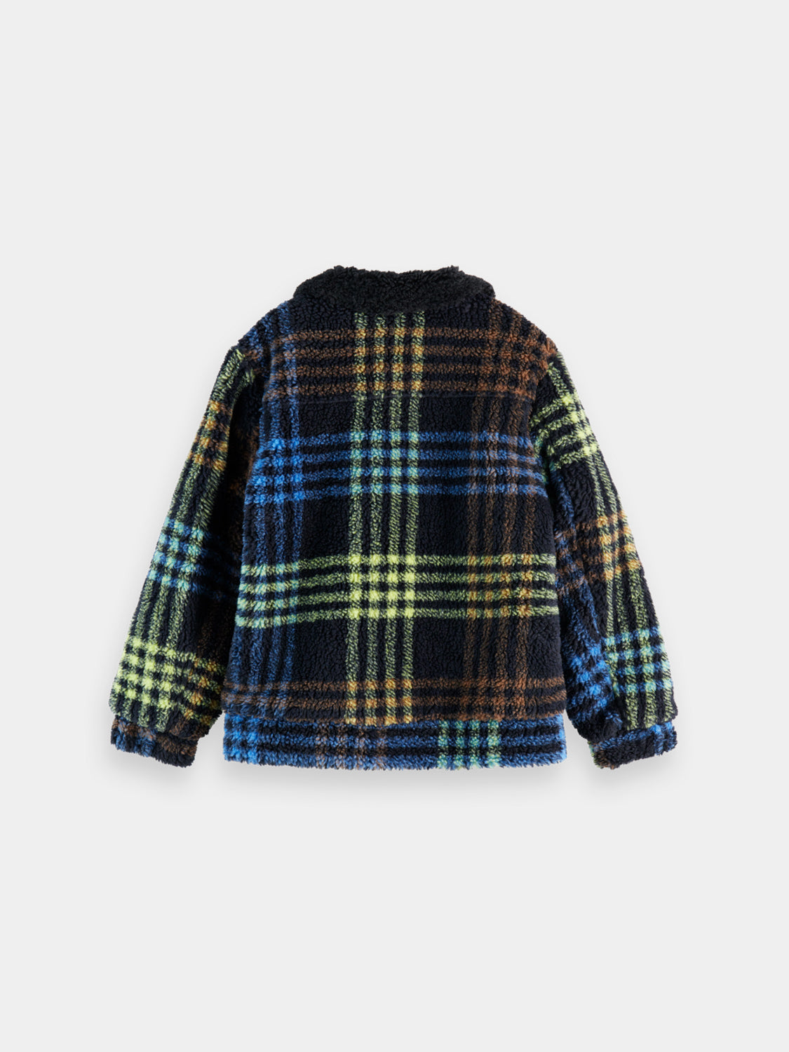 Kids Teddy trucker jacket by Scotch & Soda in dark color, featuring a cozy teddy fabric exterior and classic trucker style.