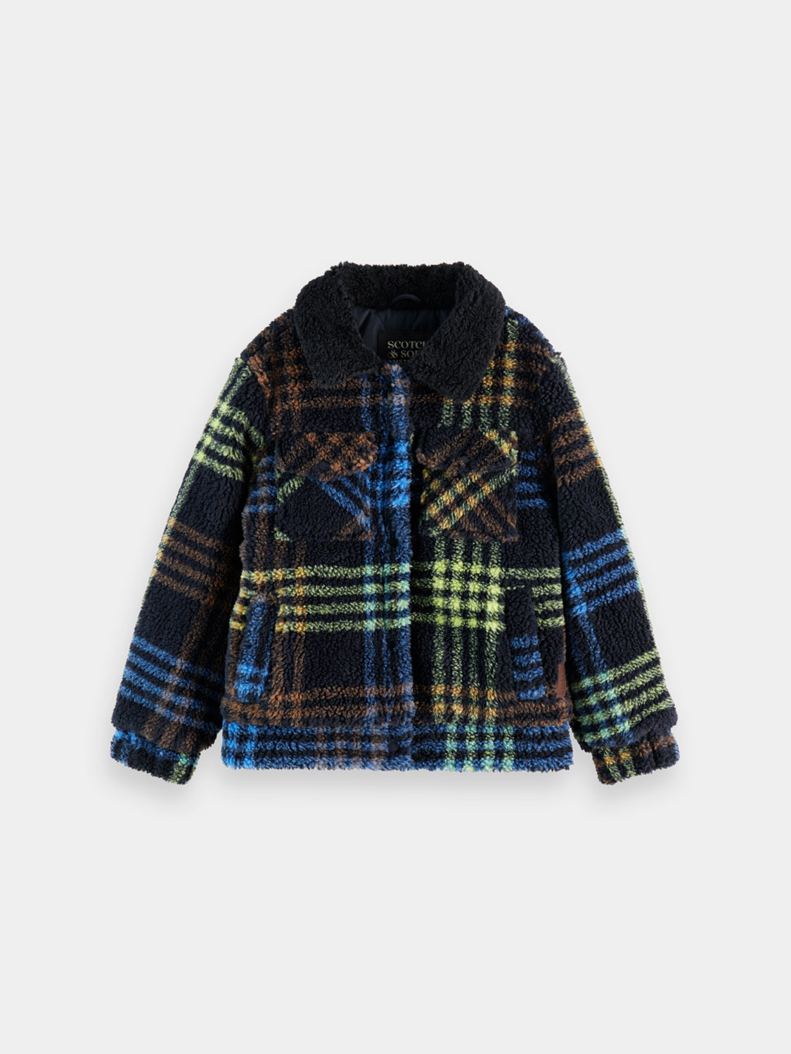 Kids teddy trucker jacket by Scotch & Soda, featuring soft faux fur lining and classic trucker style in a cozy design.