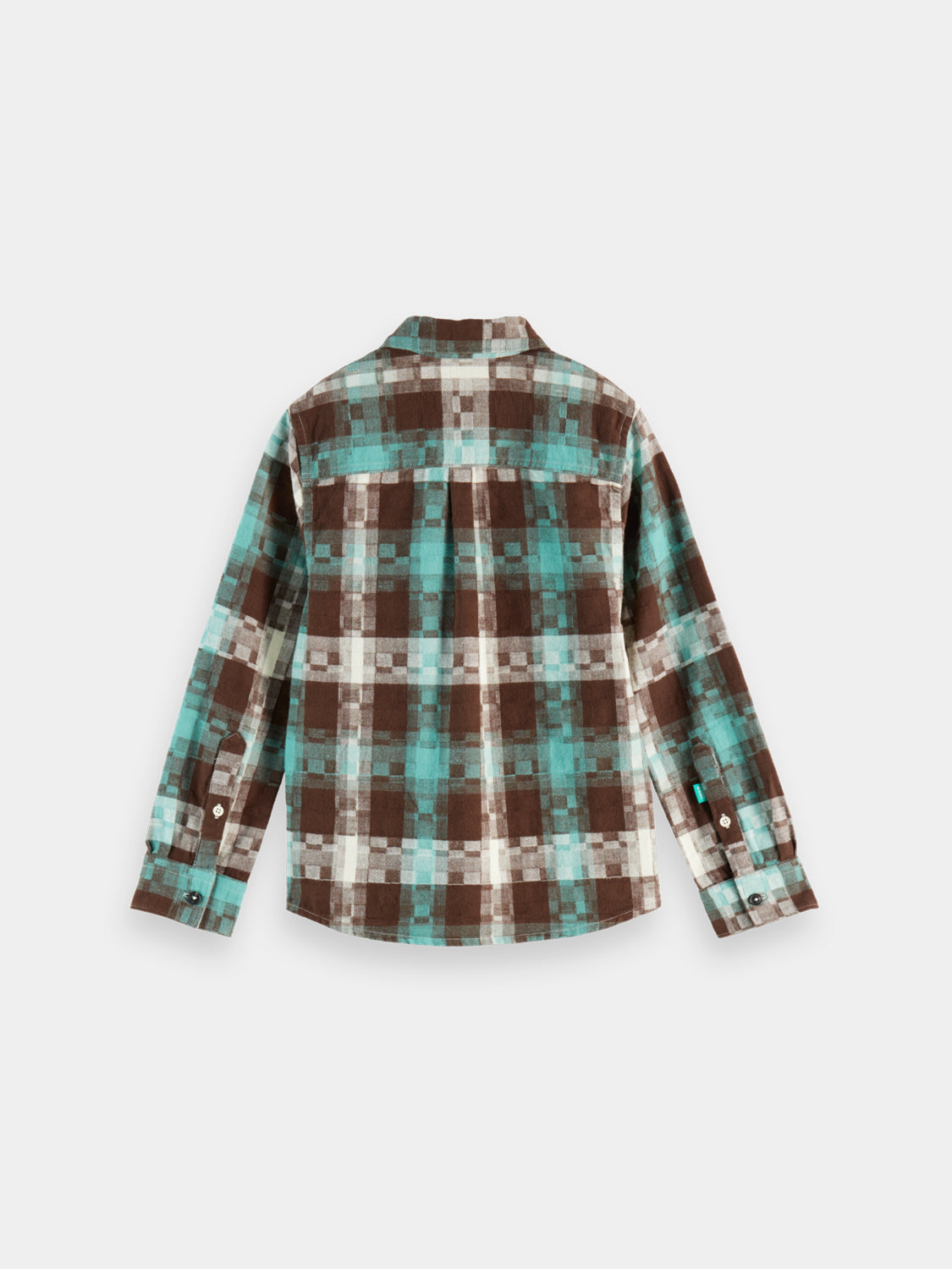 Kids' long sleeve flannel checked shirt by Scotch & Soda, featuring a classic plaid pattern in soft fabric.