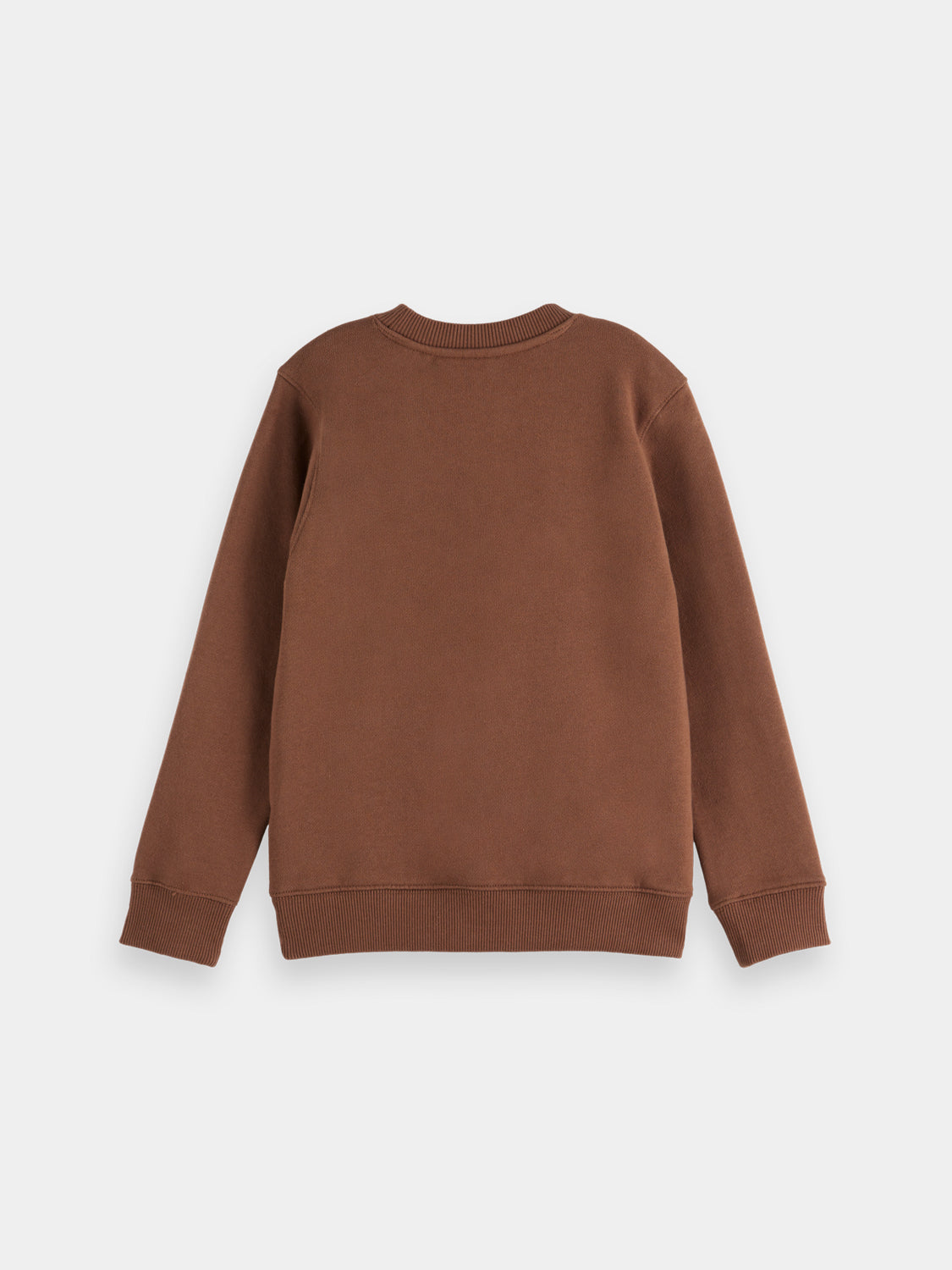 Kids' artwork sweatshirt by Scotch & Soda with colorful printed design, soft fabric, and cozy fit, back view.