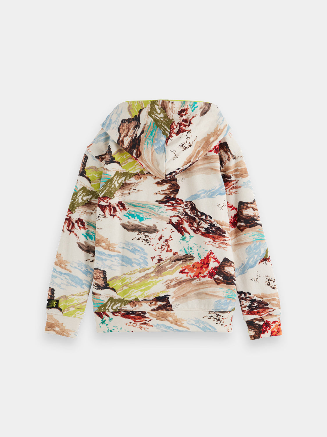 Kids printed zip-through hoodie by Scotch & Soda featuring colorful designs on soft sweatshirt fabric.