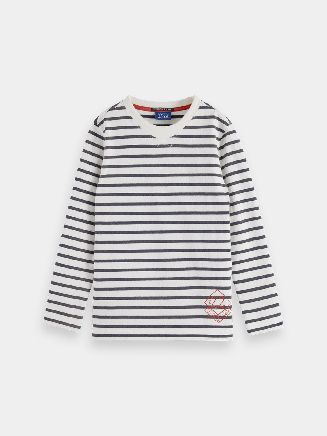 Kids - Denim washed breton t-shirt - Scotch & Soda NZ