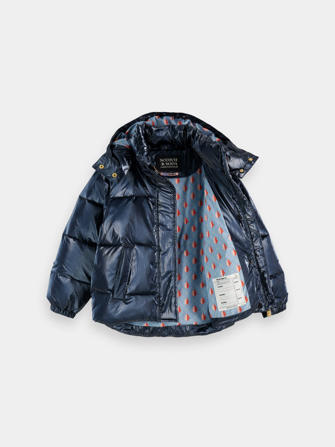 Kids metallic puffer jacket by Scotch & Soda, stylish insulated jacket with shiny metallic finish, ideal for cold weather.