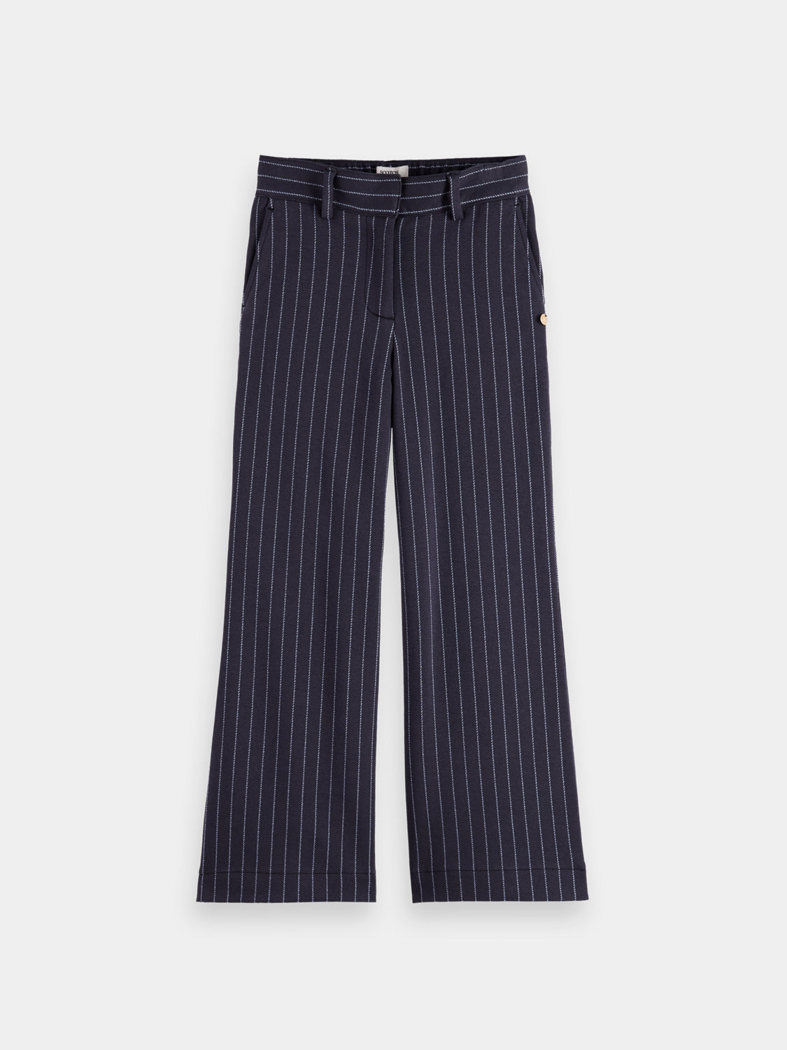 Kids' pinstripe pants by Scotch & Soda, tailored with a stylish pinstripe pattern and comfortable fit for children.