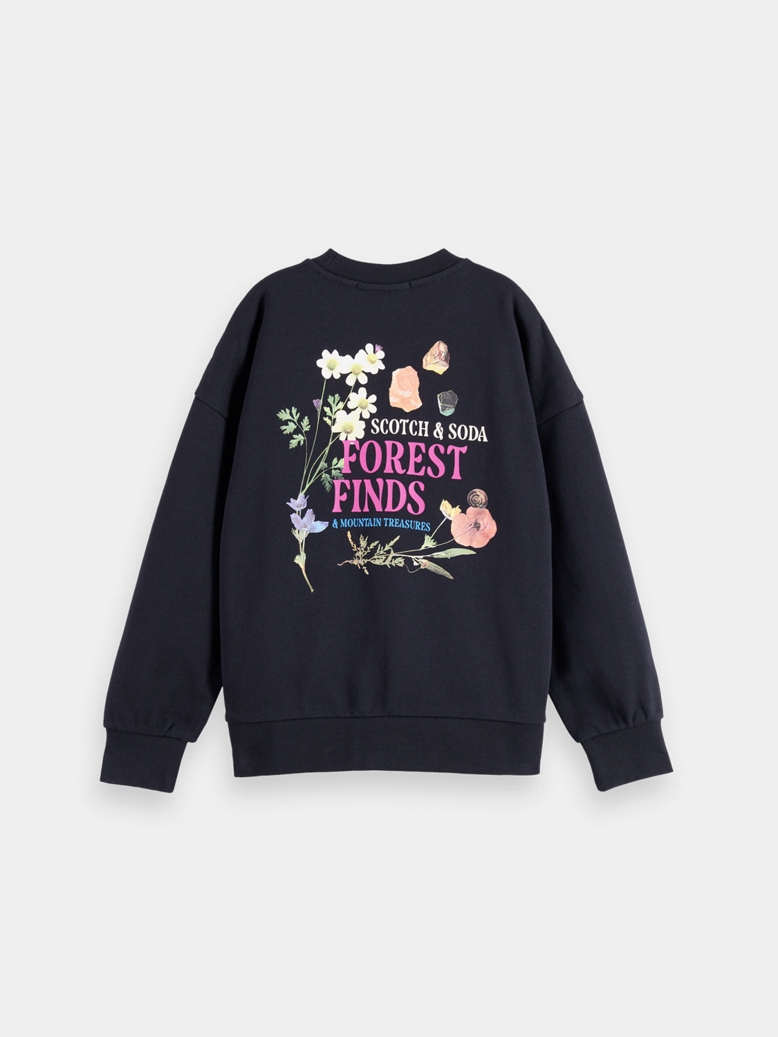 Kids artwork sweatshirt by Scotch & Soda, featuring colorful graphic design on a cozy sweat fabric, back view.