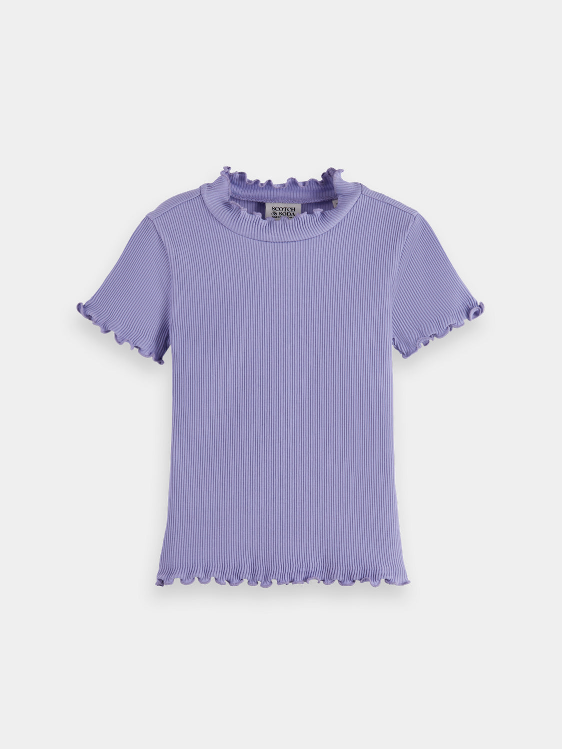 Kids' short-sleeved mock neck tee by Scotch & Soda, featuring a comfortable fit and classic design in soft fabric.